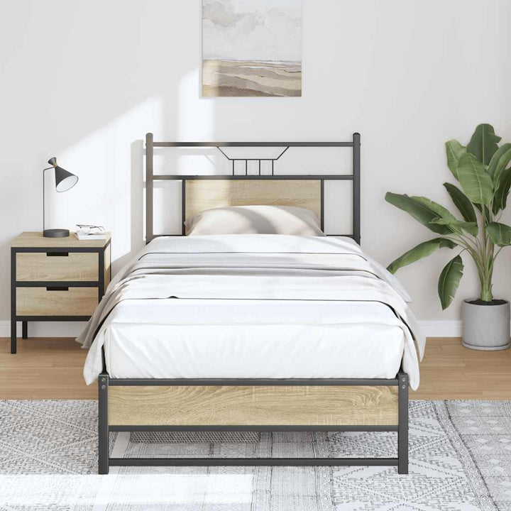 sengeramme 90x190 cm uden madras konstrueret træ sonoma-eg