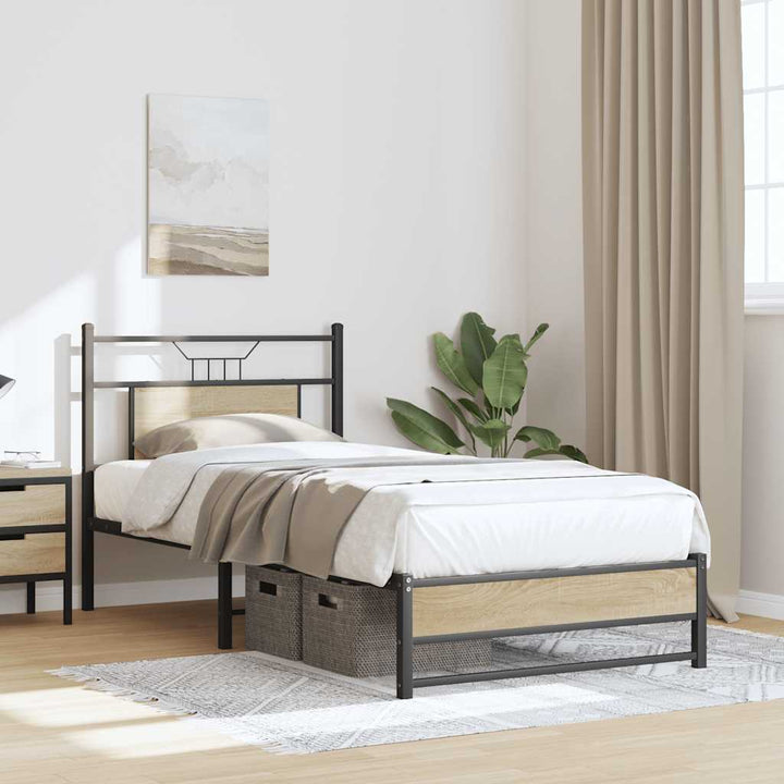 sengeramme 90x190 cm uden madras konstrueret træ sonoma-eg