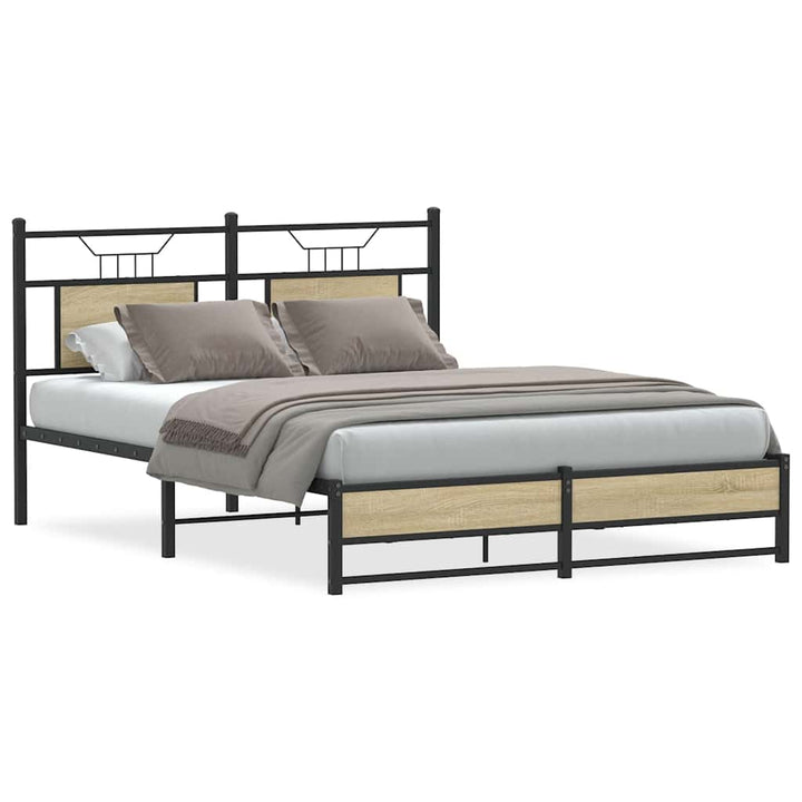 sengeramme 137x190 cm uden madras konstrueret træ sonoma-eg