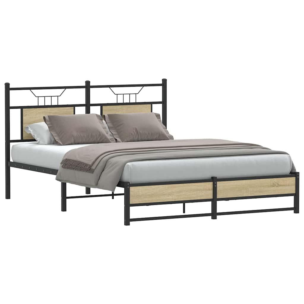 sengeramme 150x200 cm uden madras konstrueret træ sonoma-eg