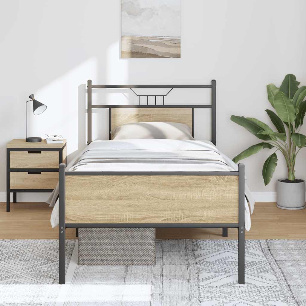 sengeramme 75x190 cm uden madras konstrueret træ sonoma-eg