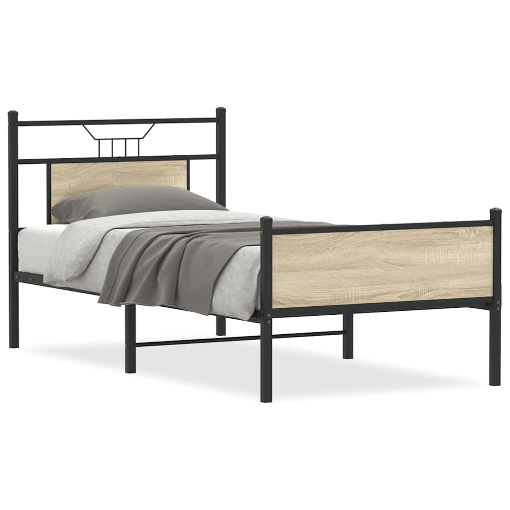 sengeramme 90x190 cm uden madras konstrueret træ sonoma-eg