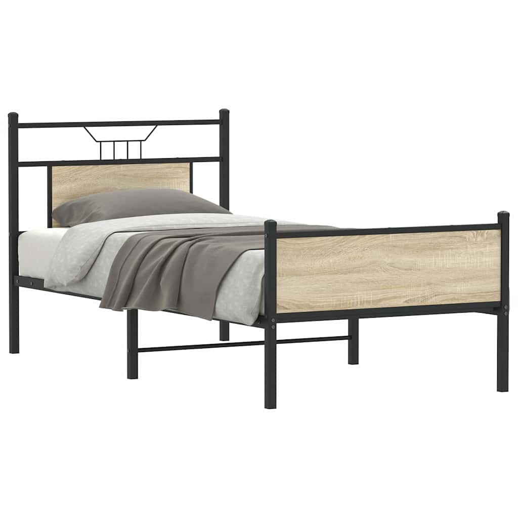 sengeramme 90x190 cm uden madras konstrueret træ sonoma-eg