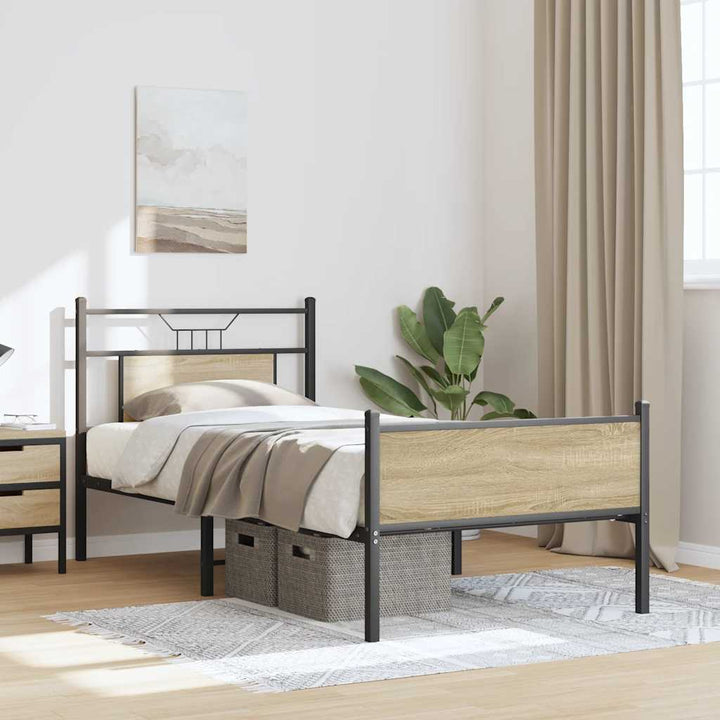 sengeramme 90x200 cm uden madras konstrueret træ sonoma-eg