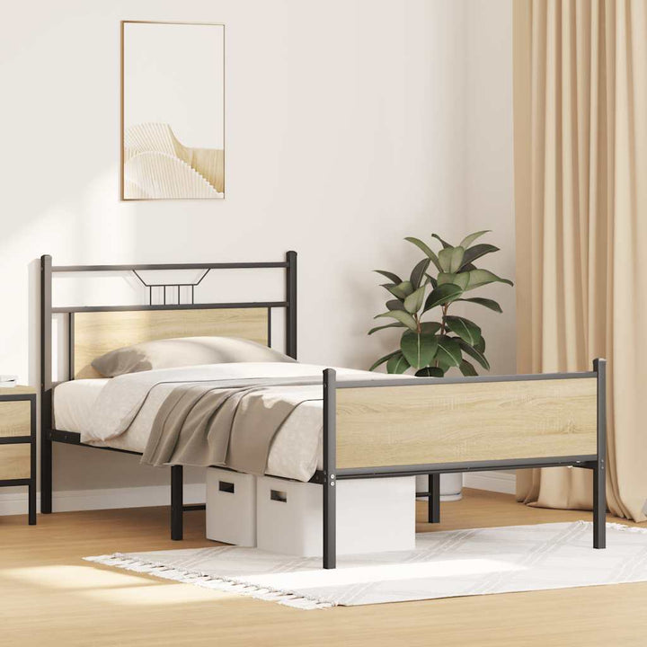 sengeramme uden madras 107x203 cm konstrueret træ sonoma-eg