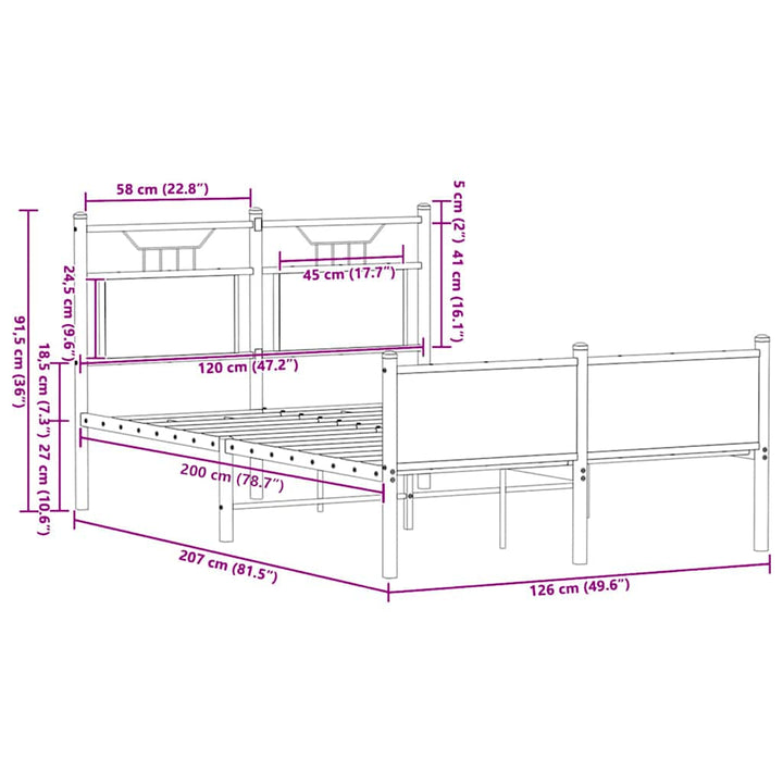 sengeramme 120x200 cm uden madras konstrueret træ sonoma-eg