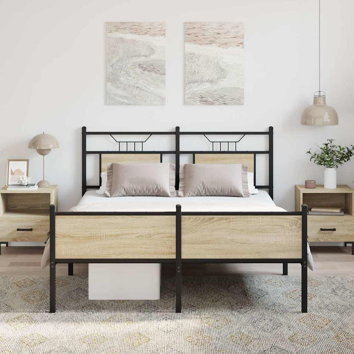 sengeramme 140x190 cm uden madras konstrueret træ sonoma-eg