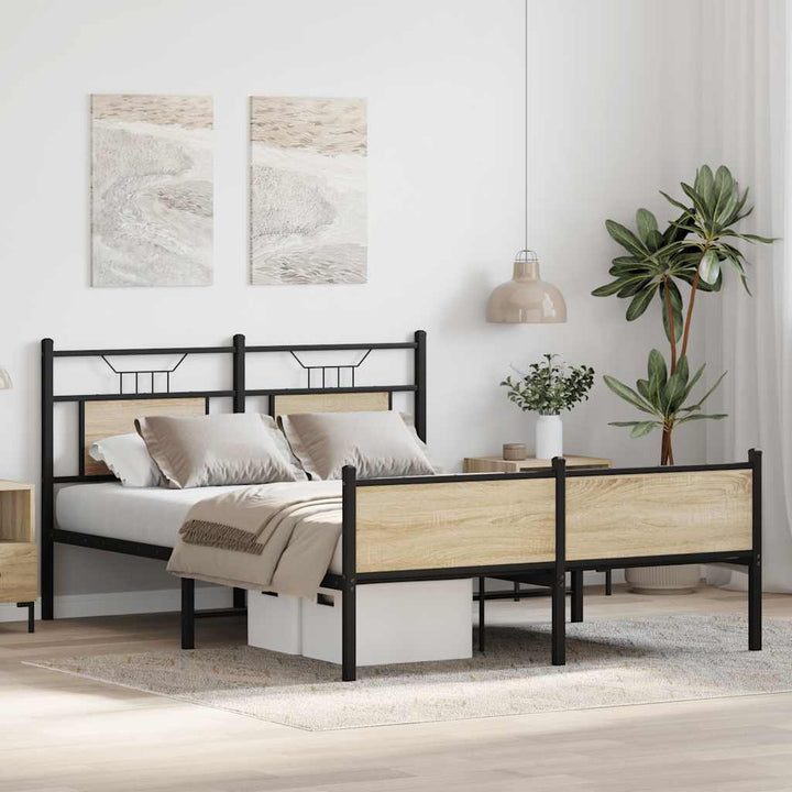 sengeramme 140x190 cm uden madras konstrueret træ sonoma-eg