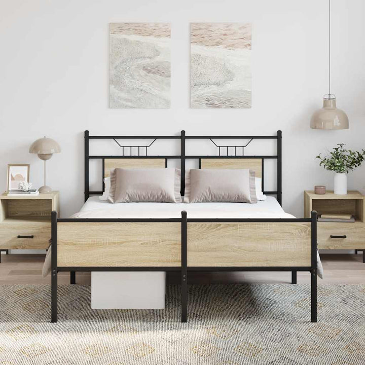 sengeramme 150x200 cm uden madras konstrueret træ sonoma-eg