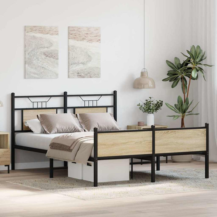 sengeramme 150x200 cm uden madras konstrueret træ sonoma-eg