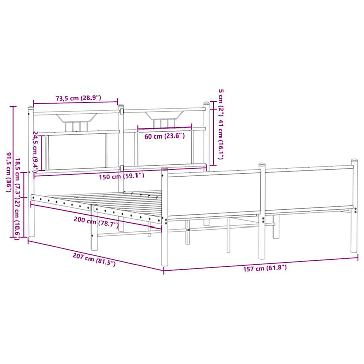 sengeramme 150x200 cm uden madras konstrueret træ sonoma-eg