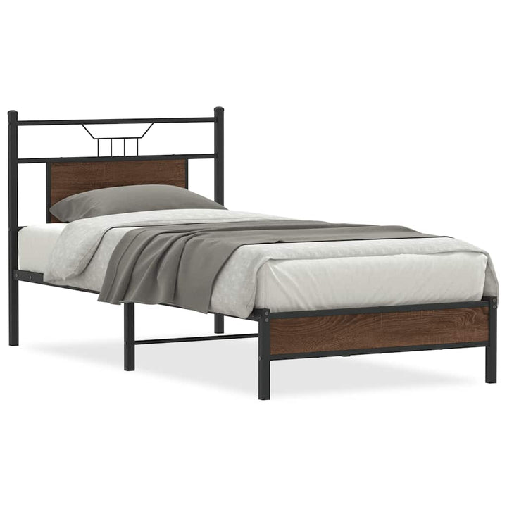 sengeramme 75x190 cm uden madras konstrueret træ brunt eg