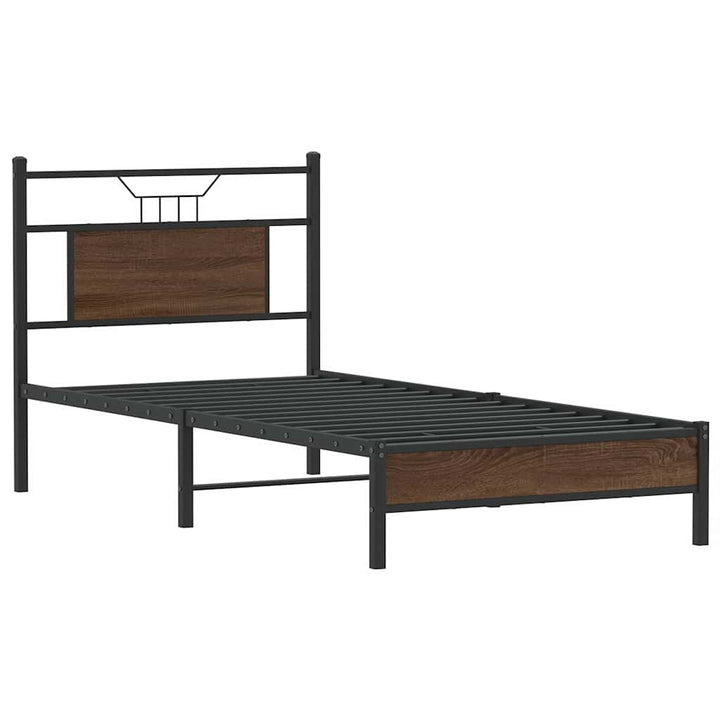 sengeramme 75x190 cm uden madras konstrueret træ brunt eg