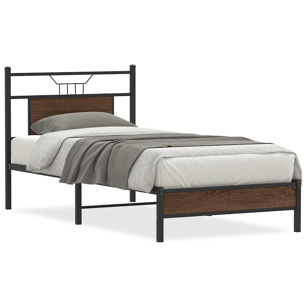 sengeramme 80x200 cm uden madras konstrueret træ brunt eg