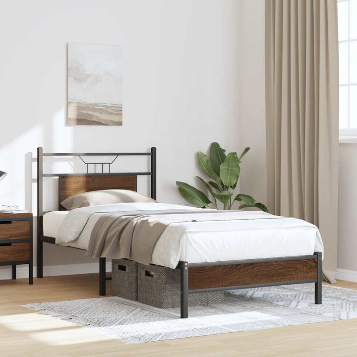 sengeramme 80x200 cm uden madras konstrueret træ brunt eg
