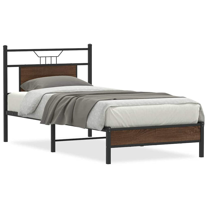 sengeramme 90x190 cm uden madras konstrueret træ brunt eg