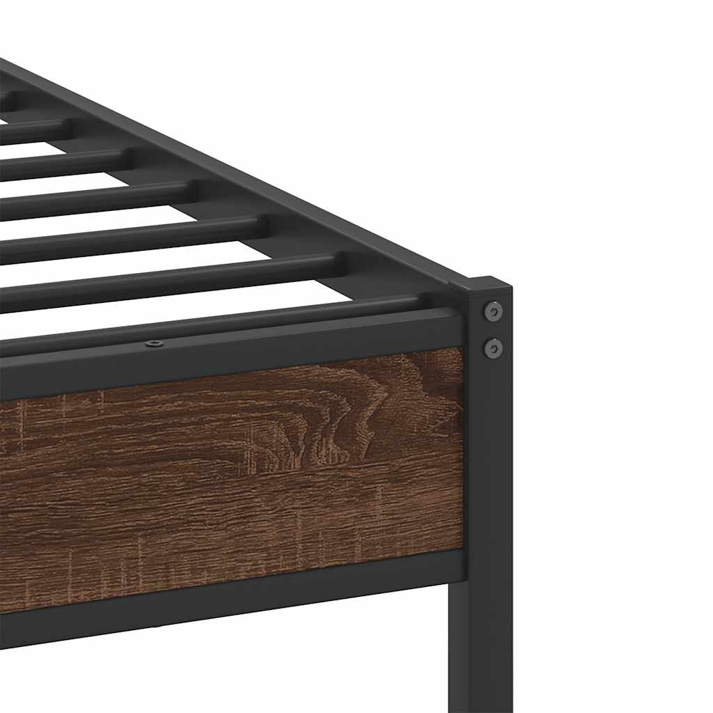 sengeramme 90x190 cm uden madras konstrueret træ brunt eg