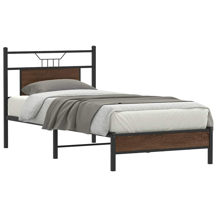sengeramme 90x190 cm uden madras konstrueret træ brunt eg