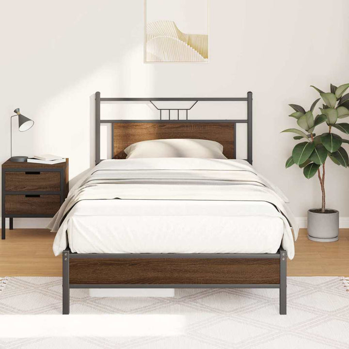 sengeramme 100x190 cm uden madras konstrueret træ brunt eg