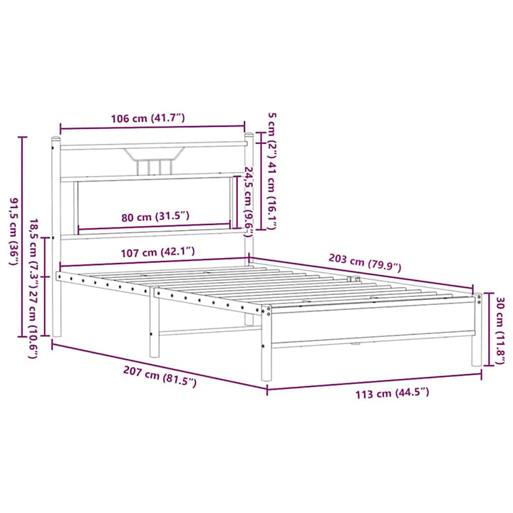 sengeramme uden madras 107x203 cm konstrueret træ brunt eg
