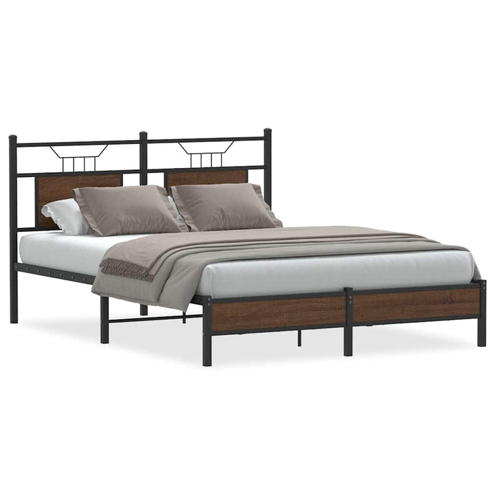 sengeramme 140x190 cm uden madras konstrueret træ brunt eg