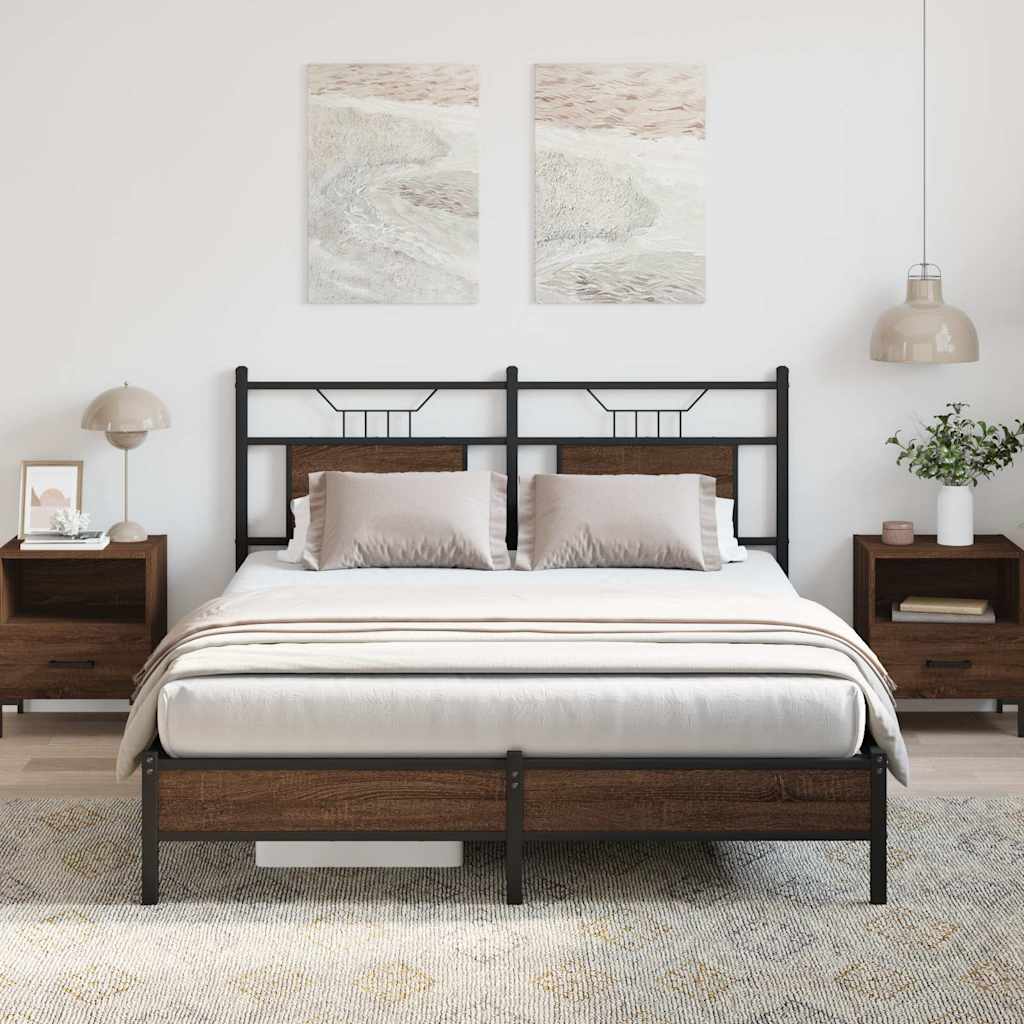 sengeramme 140x190 cm uden madras konstrueret træ brunt eg