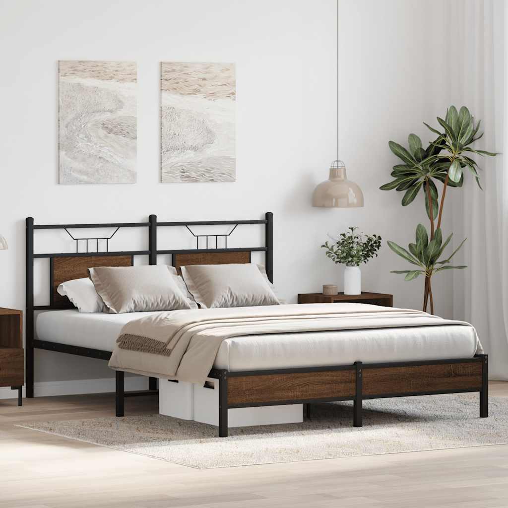 sengeramme 140x200 cm uden madras konstrueret træ brunt eg