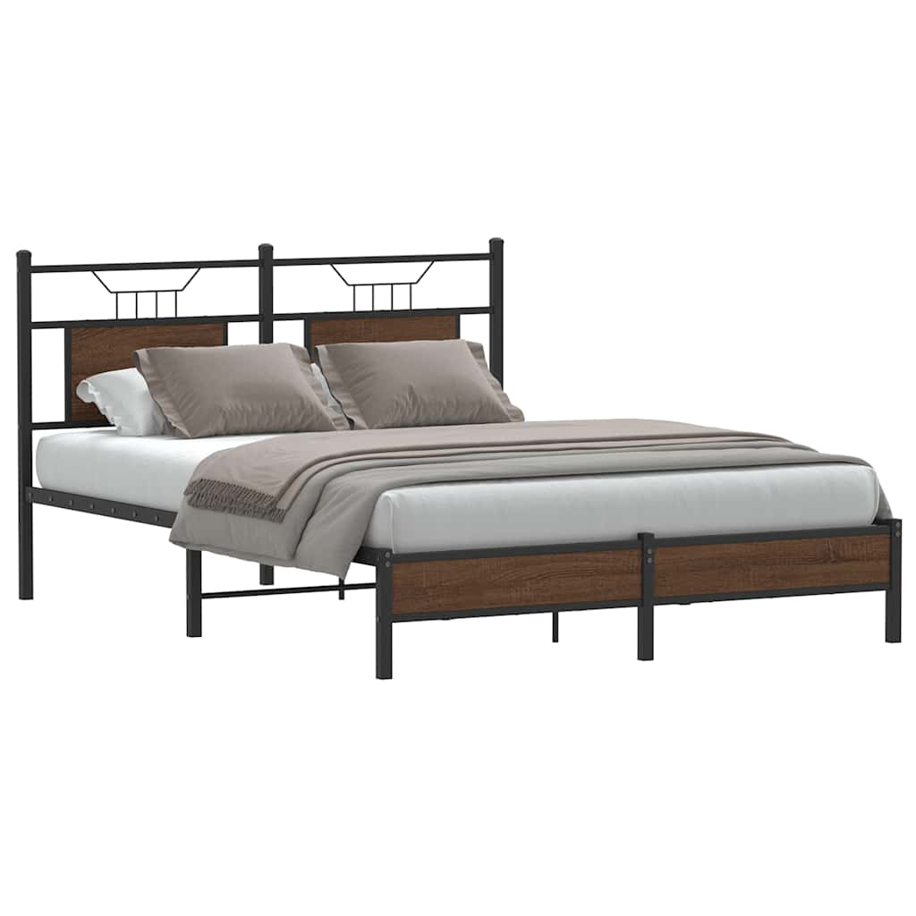 sengeramme 150x200 cm uden madras konstrueret træ brunt eg