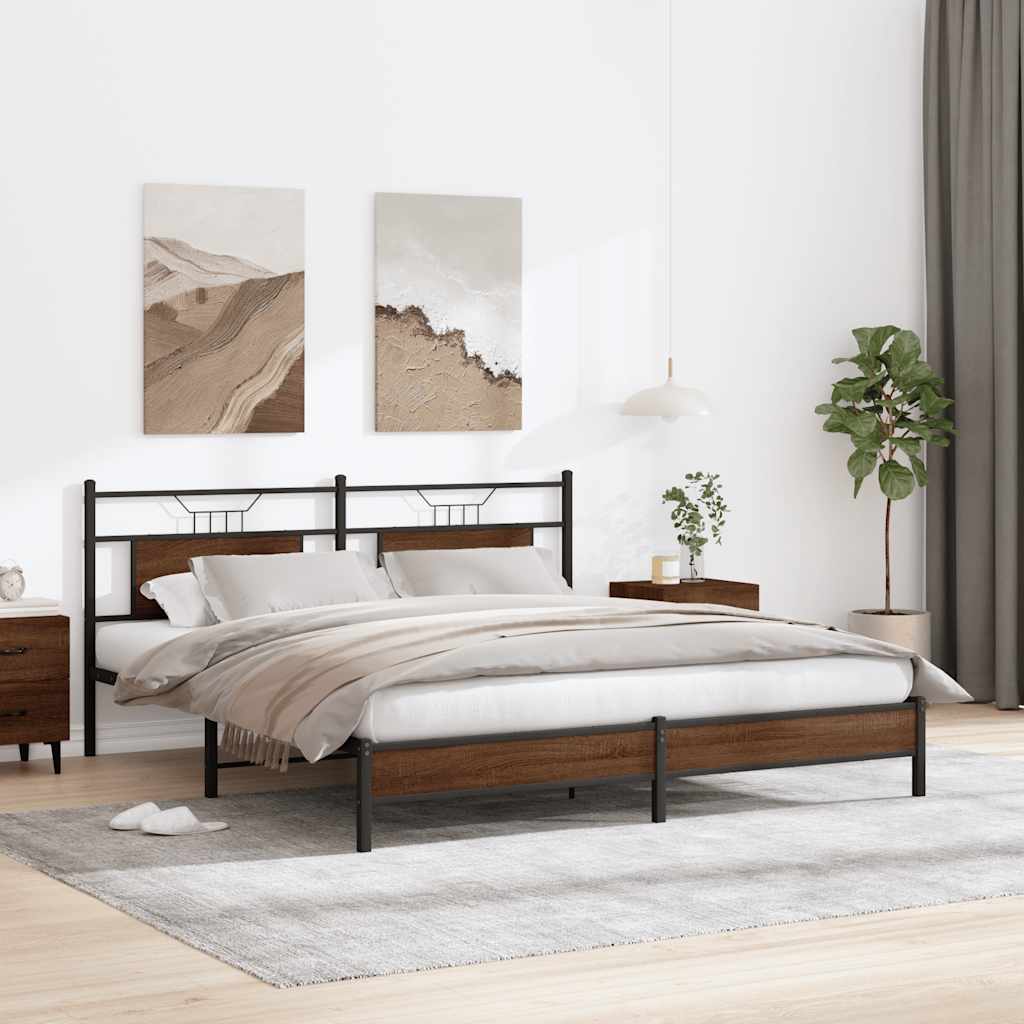 sengeramme uden madras 183x213 cm konstrueret træ brunt eg