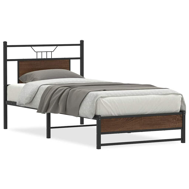 sengeramme 75x190 cm uden madras konstrueret træ brunt eg
