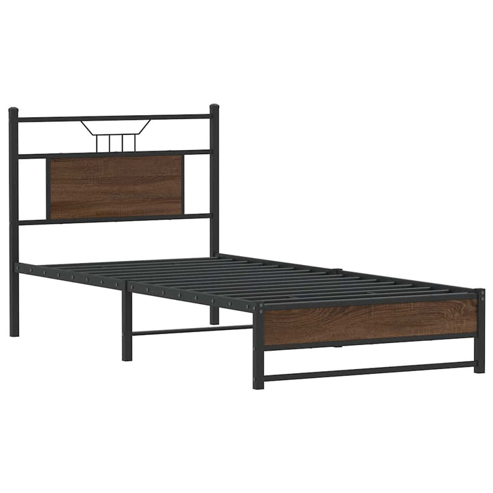 sengeramme 75x190 cm uden madras konstrueret træ brunt eg