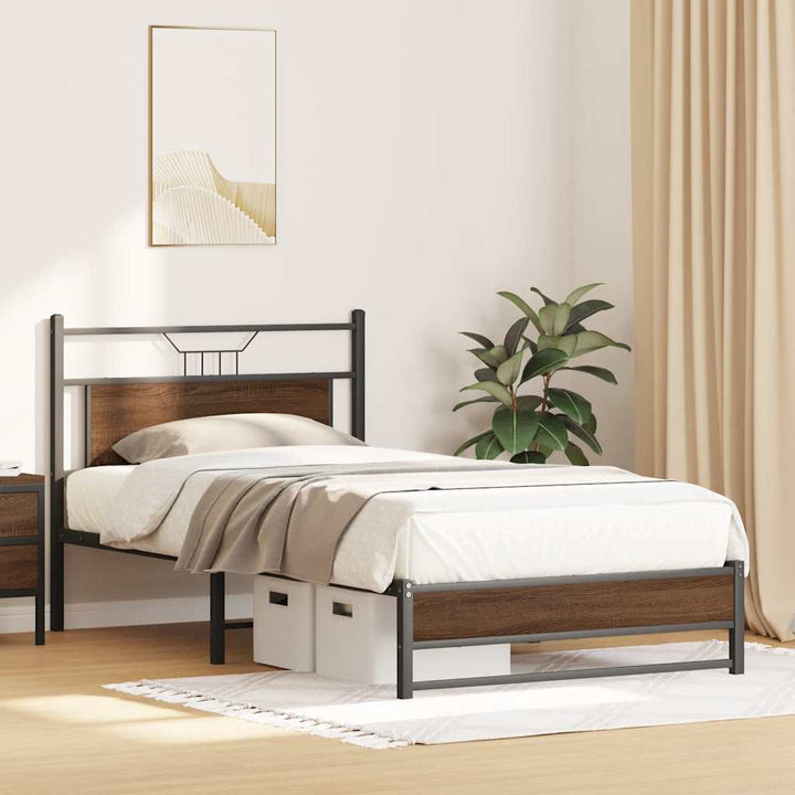sengeramme 100x190 cm uden madras konstrueret træ brunt eg