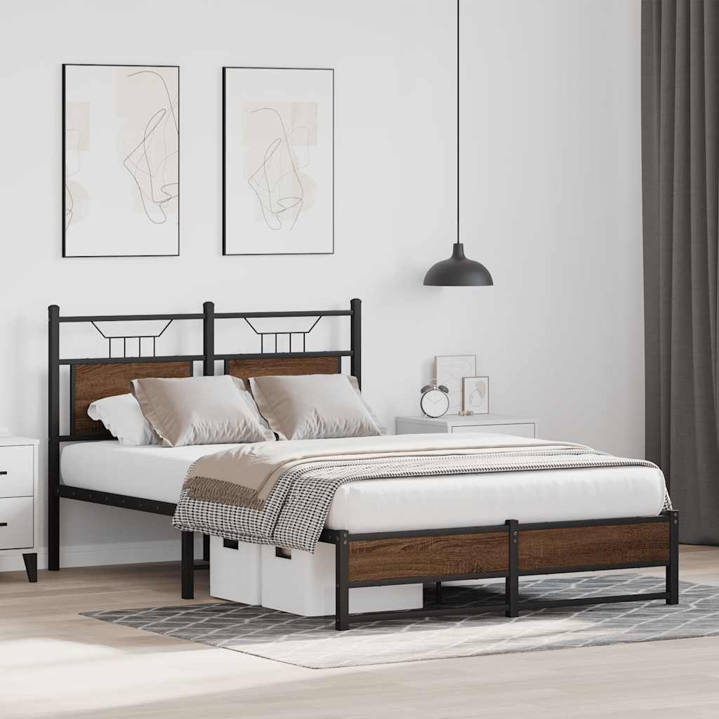 sengeramme 120x200 cm uden madras konstrueret træ brunt eg