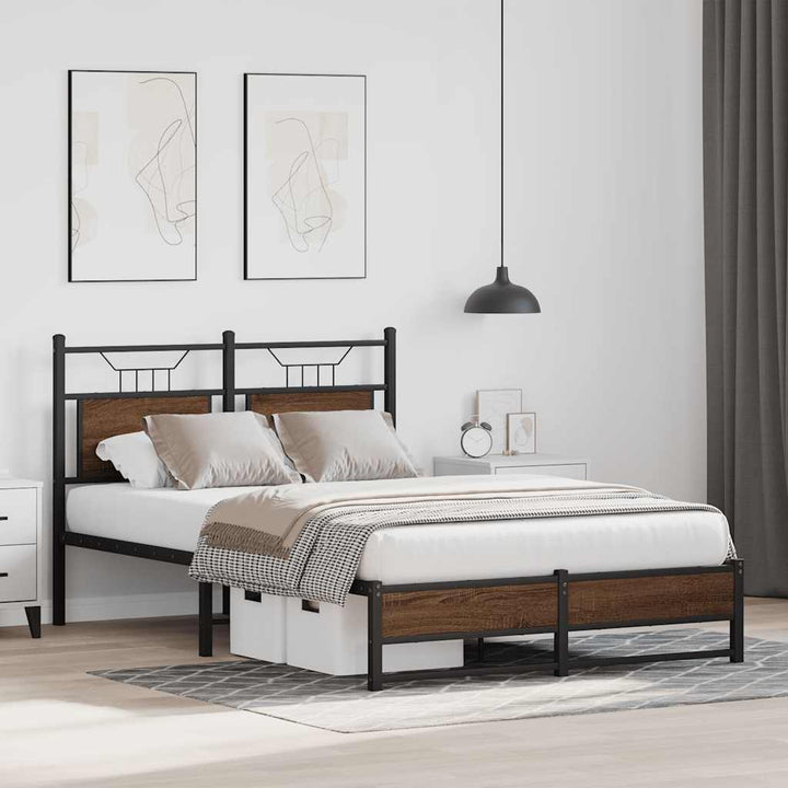 sengeramme 120x200 cm uden madras konstrueret træ brunt eg