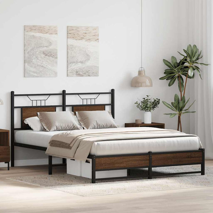 sengeramme 140x190 cm uden madras konstrueret træ brunt eg