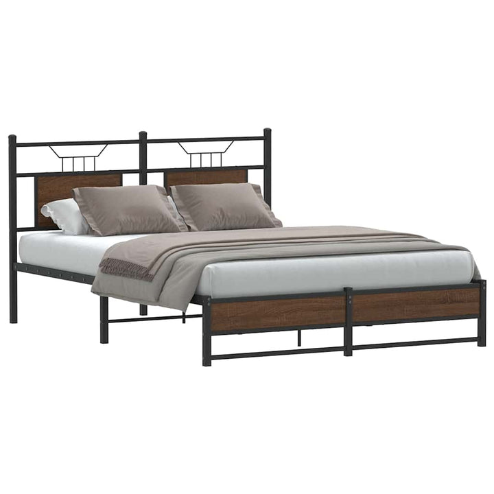 sengeramme 150x200 cm uden madras konstrueret træ brunt eg