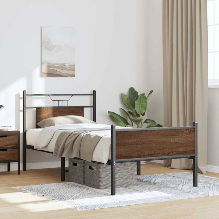 sengeramme 75x190 cm uden madras konstrueret træ brunt eg