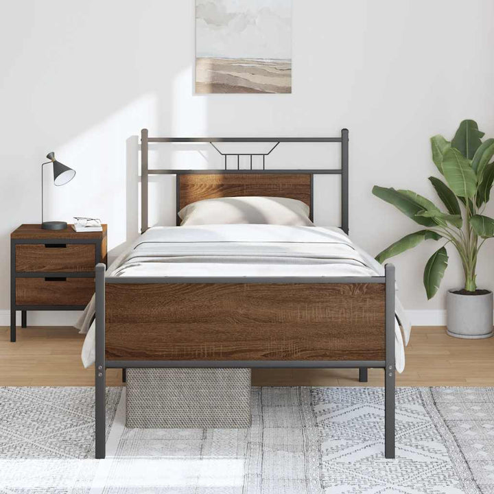 sengeramme 80x200 cm uden madras konstrueret træ brunt eg