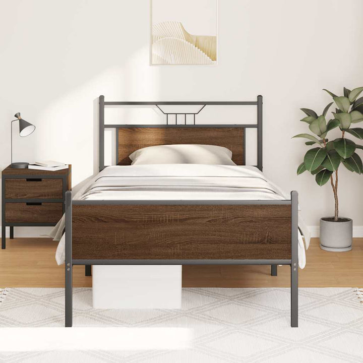 sengeramme 100x200 cm uden madras konstrueret træ brunt eg