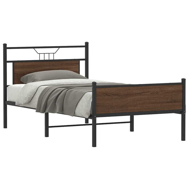 sengeramme 100x200 cm uden madras konstrueret træ brunt eg