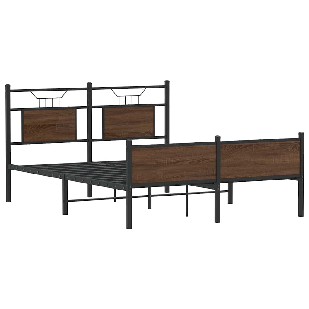 sengeramme 137x190 cm uden madras konstrueret træ brunt eg