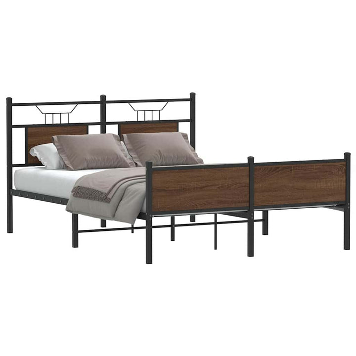 sengeramme 137x190 cm uden madras konstrueret træ brunt eg