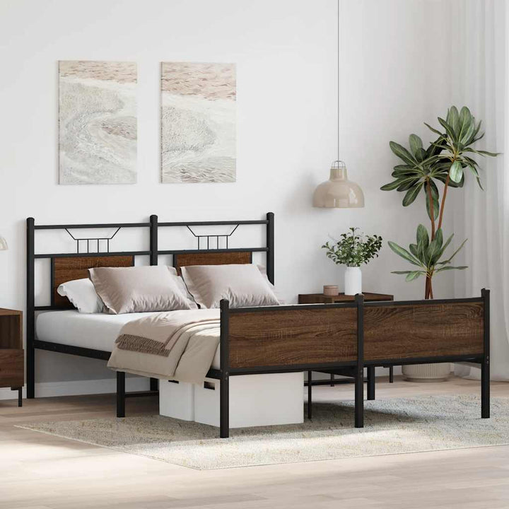 sengeramme 140x200 cm uden madras konstrueret træ brunt eg