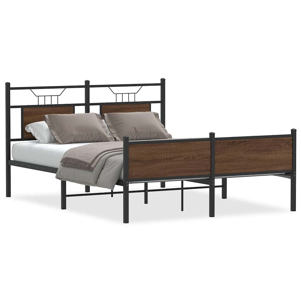 sengeramme 150x200 cm uden madras konstrueret træ brunt eg