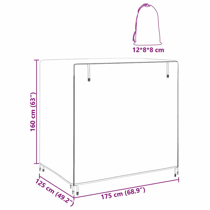 Overtræk til udendørs gynge 175 x 125 x 180 cm 210D Oxford Stof