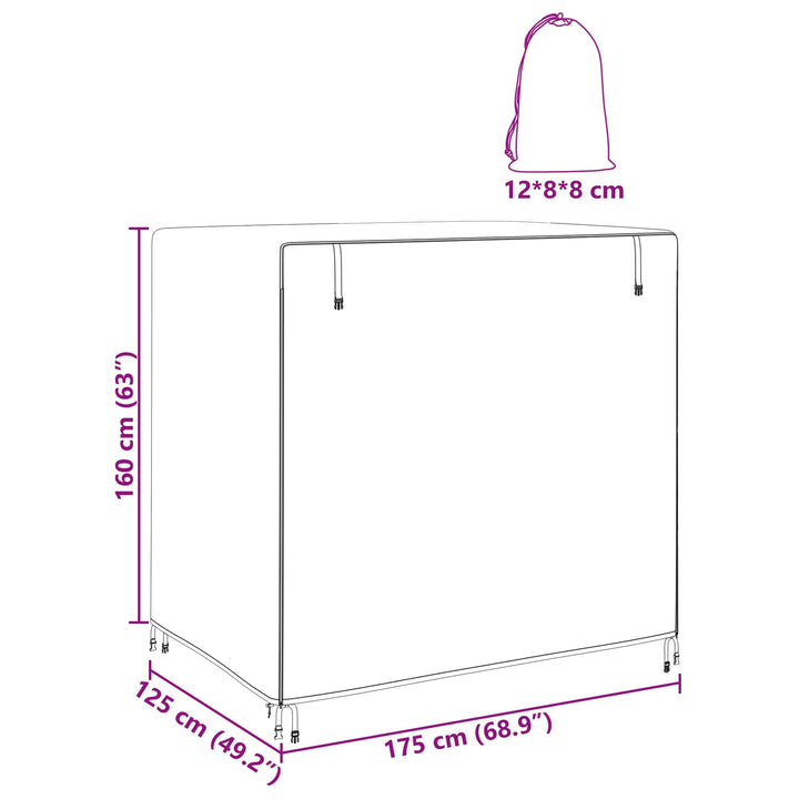 Overtræk til udendørs gynge 175 x 125 x 180 cm 210D Oxford Stof