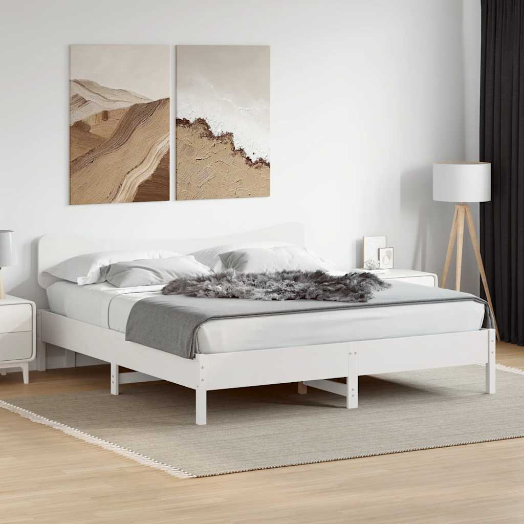 sengeramme uden madras 180x200 cm massivt fyrretræ hvid