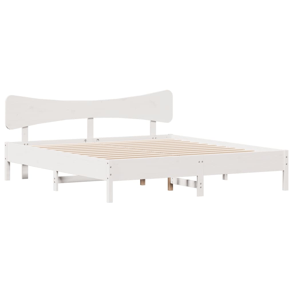 sengeramme uden madras 160x200 cm massivt fyrretræ hvid