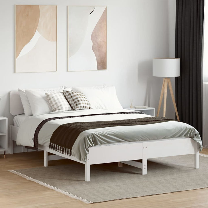 sengeramme uden madras 140x200 cm massivt fyrretræ hvid