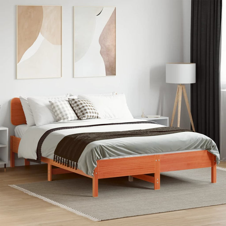 sengeramme uden madras 140x200 cm massivt fyr gyldenbrun